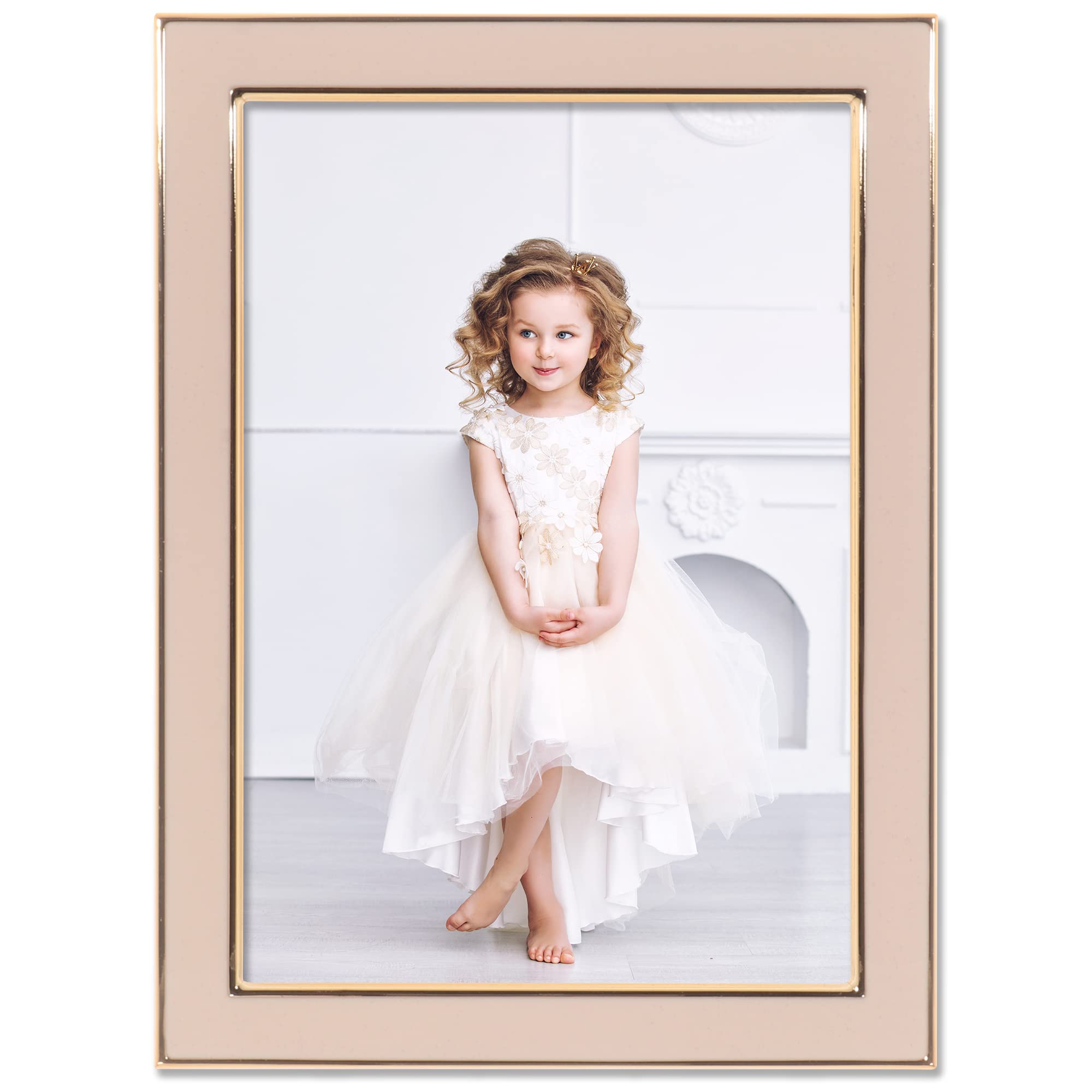 Lawrence Frames 5x7 Pink Metal and Enamel Picture Frame - Perfect for Wall Decor, Home Office, and Gift Giving