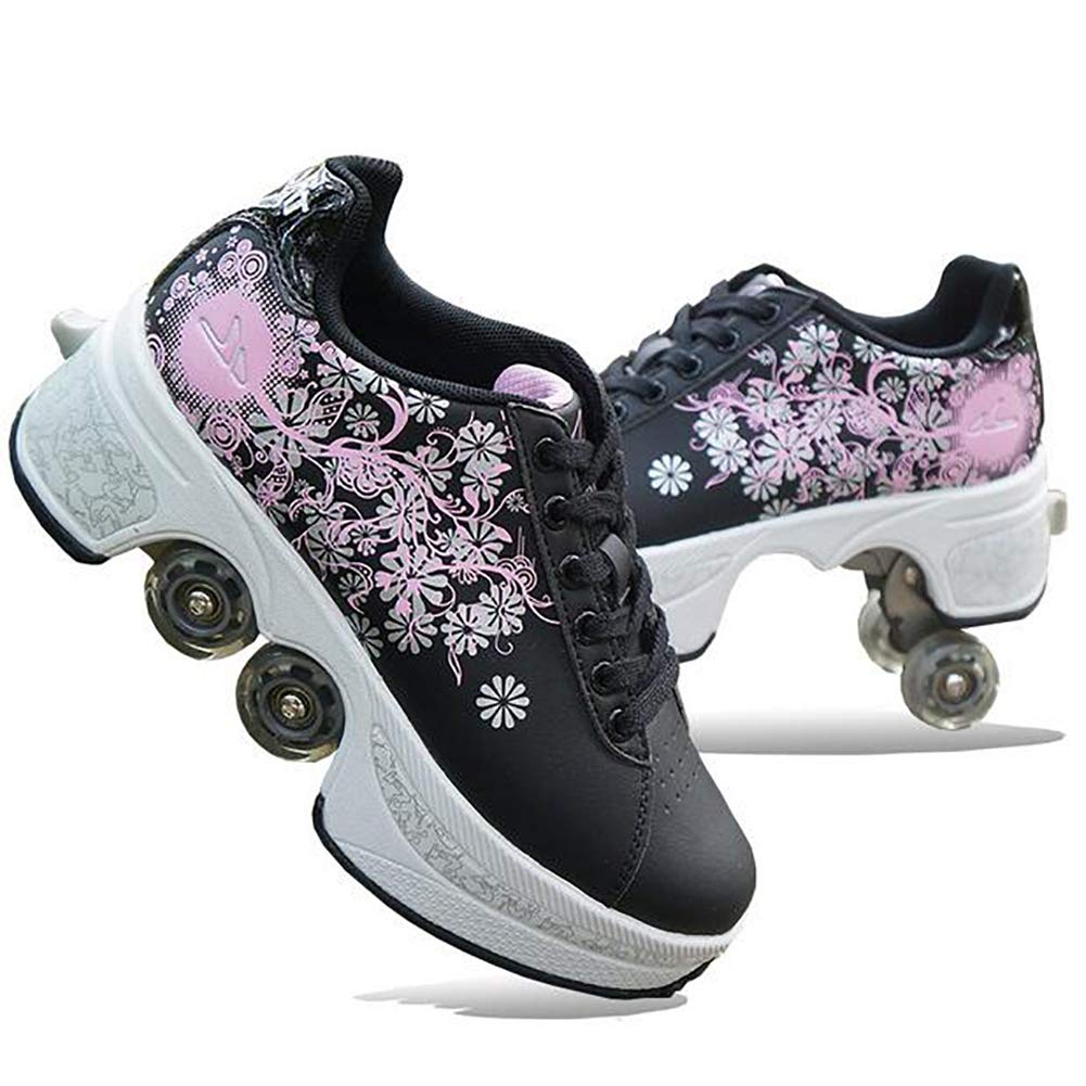 Best Roller Skate Shoes for Women & Kids - Mlyzhe Retractable Dual Wheel Skates for Parkour, Outdoor Training & Casual Skating | Durable Double-Row Wheels for Smooth Ride