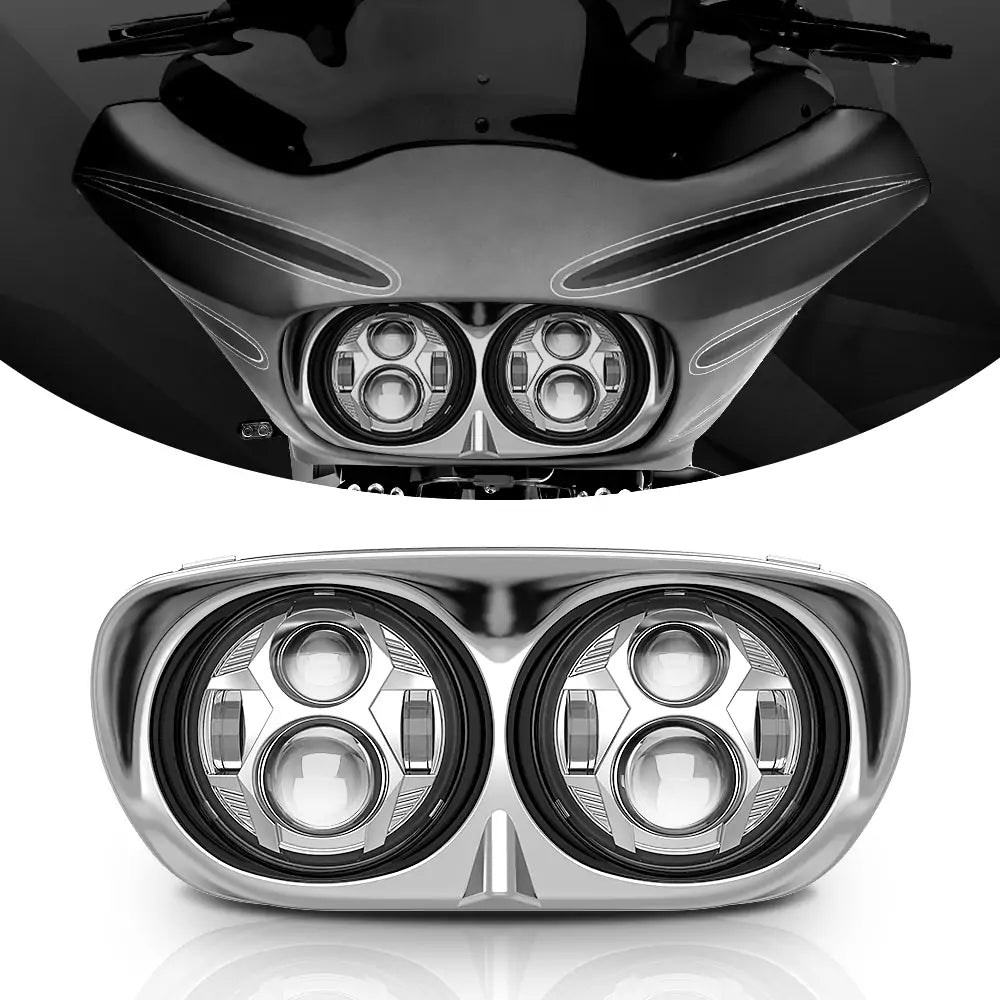 High-Performance Dual LED Headlight for Harley Road Glide 2004-2013 - Brighter & Safter Night Riding - Perfect for Cruising & Long-Distance Motorcycle Tours