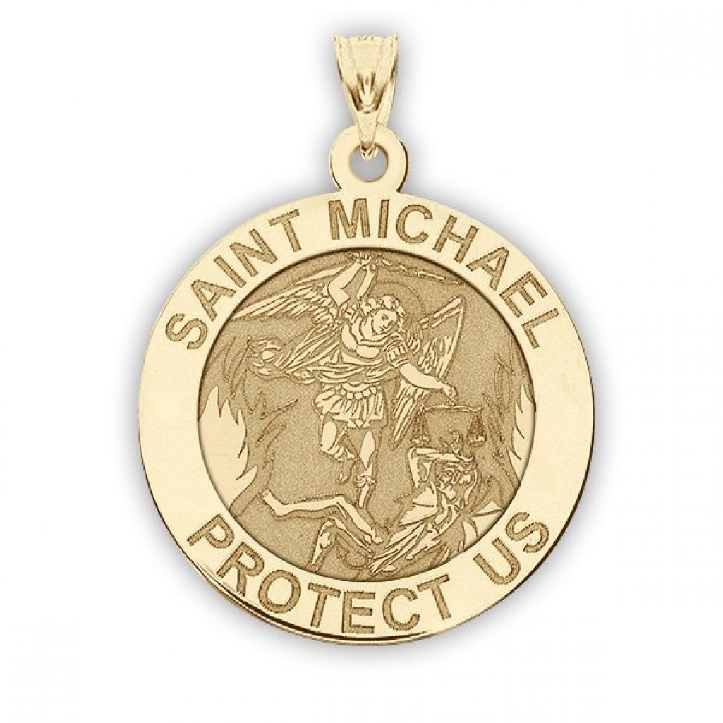 St. Michael Necklace - 14K Gold & Sterling Silver Catholic Saint Michael Pendant for Women & Men | Religious Jewelry, Christian Gift, First Communion Present for Boys & Girls | Perfect for Daily Wear, Church Events & Spiritual Protection
