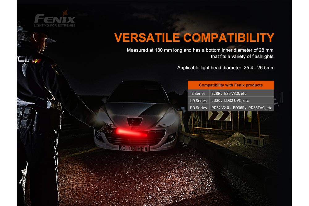 Fenix AOT S+ LED Traffic Control Wand - High Visibility Safety Baton for Road Construction & Emergency Signaling - Perfect for Night Work, Traffic Direction & Law Enforcement