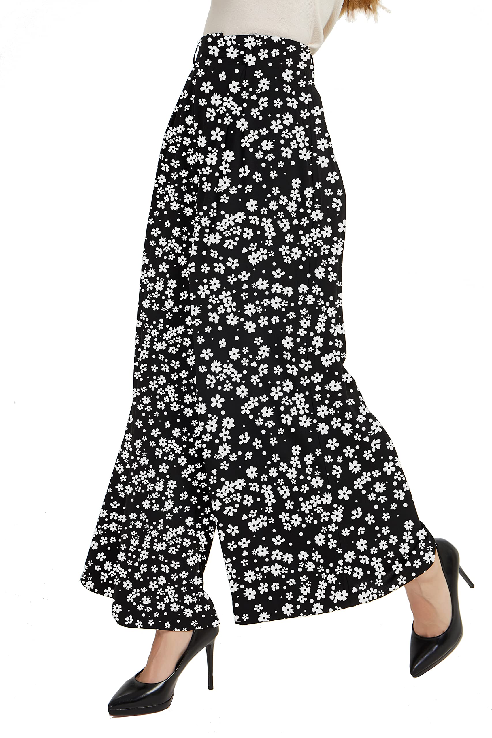 Tronjori Women's High Waist Wide Leg Palazzo Pants - Casual Comfort Stretch Trousers for Work & Travel (Regular Sizes) | Perfect for Office, Vacation & Everyday Wear