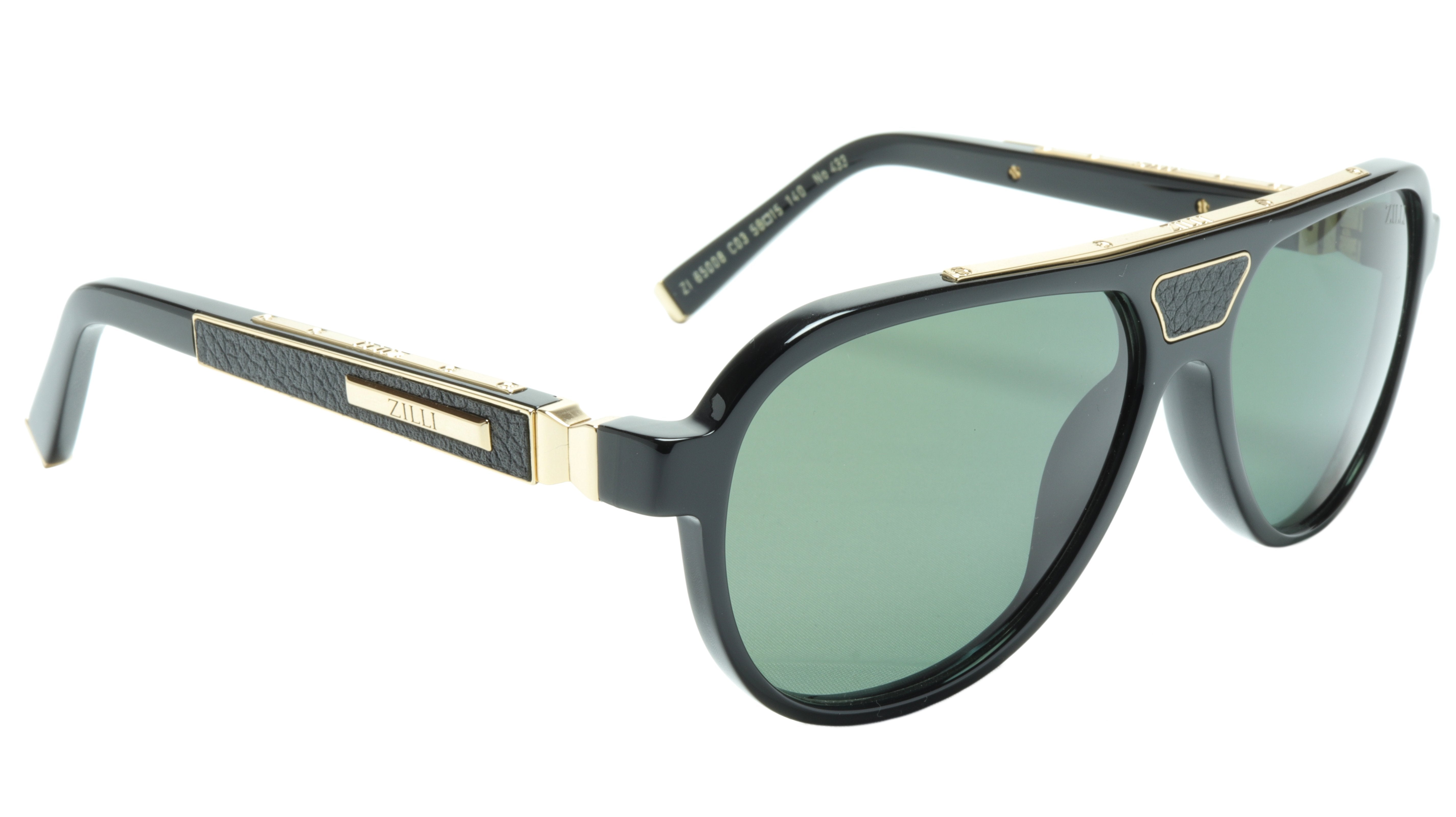 ZILLI Aviator Sunglasses for Men & Women - Polarized Green Lens, Black & Gold Metal Frames - UV400 Protection - Perfect for Driving, Travel & Outdoor Activities