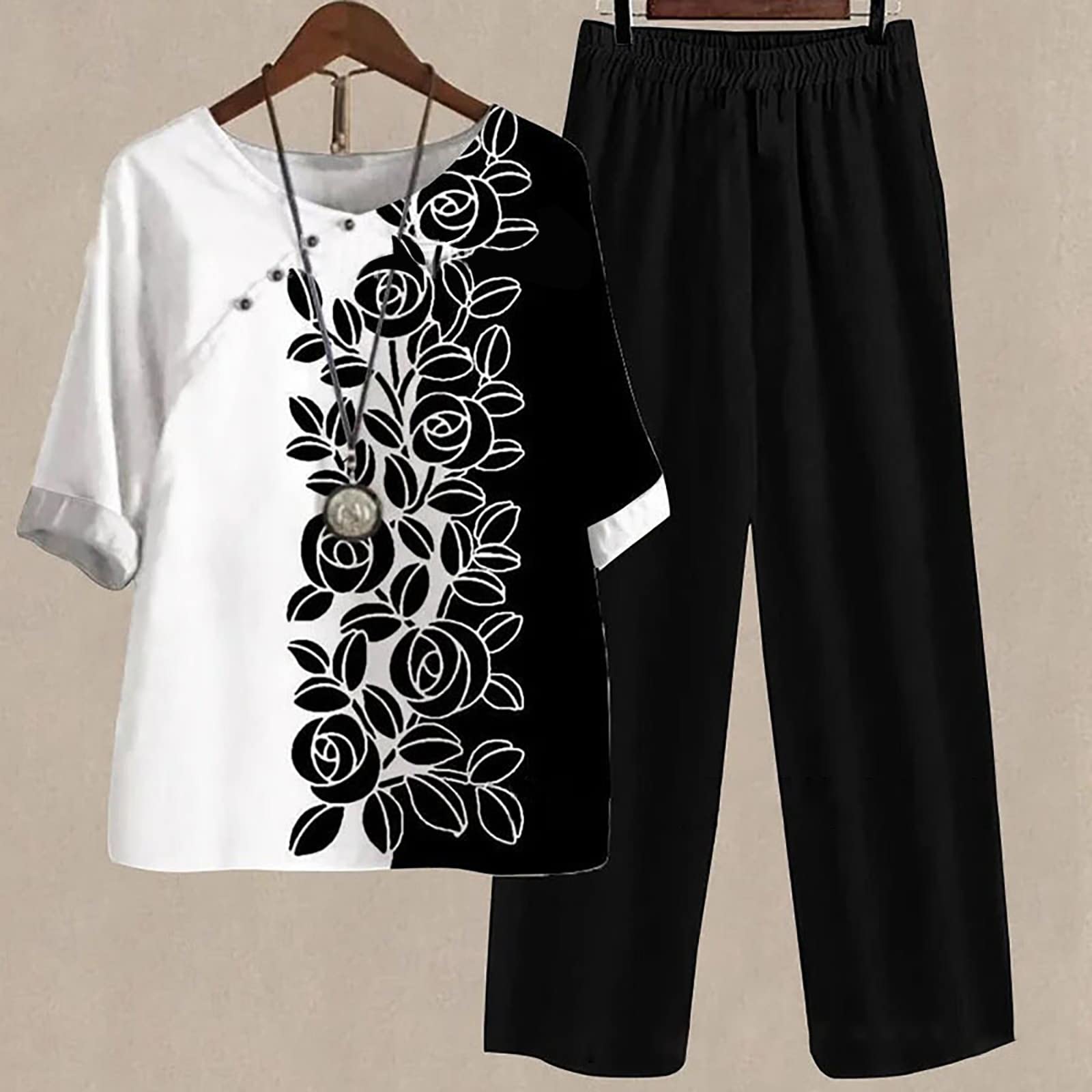Oelaio Women's Wide Leg Pant Suit Set - 2 Piece Lounge Outfit for Travel & Casual Wear | 100% Comfortable & Stylish Women's Pant Sets for Home, Office & Outings