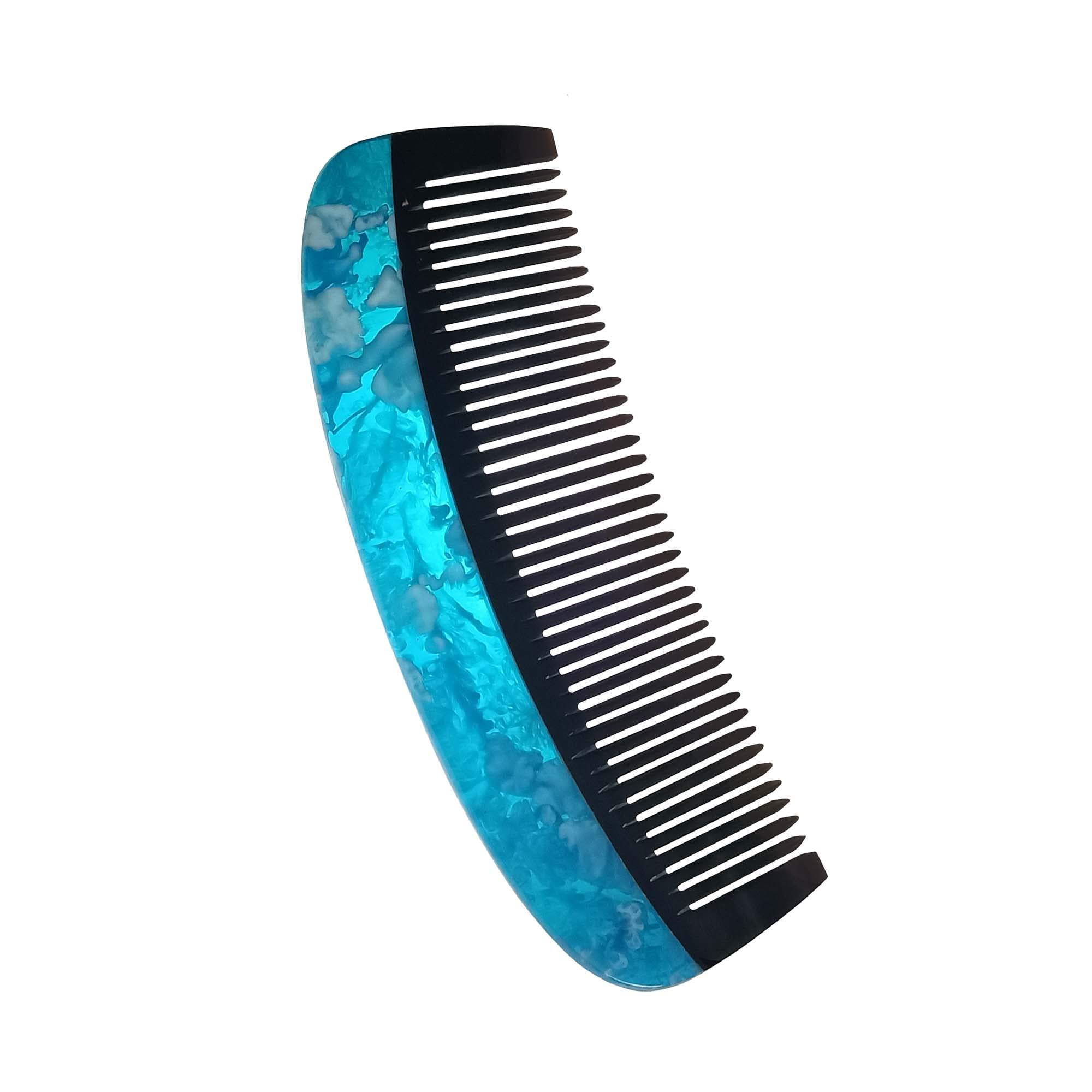 Ginni Innovations Black Horn Comb with Fine Teeth & Resin Design for Men & Women - Perfect for Styling, Detangling & Scalp Massage at Home or Travel