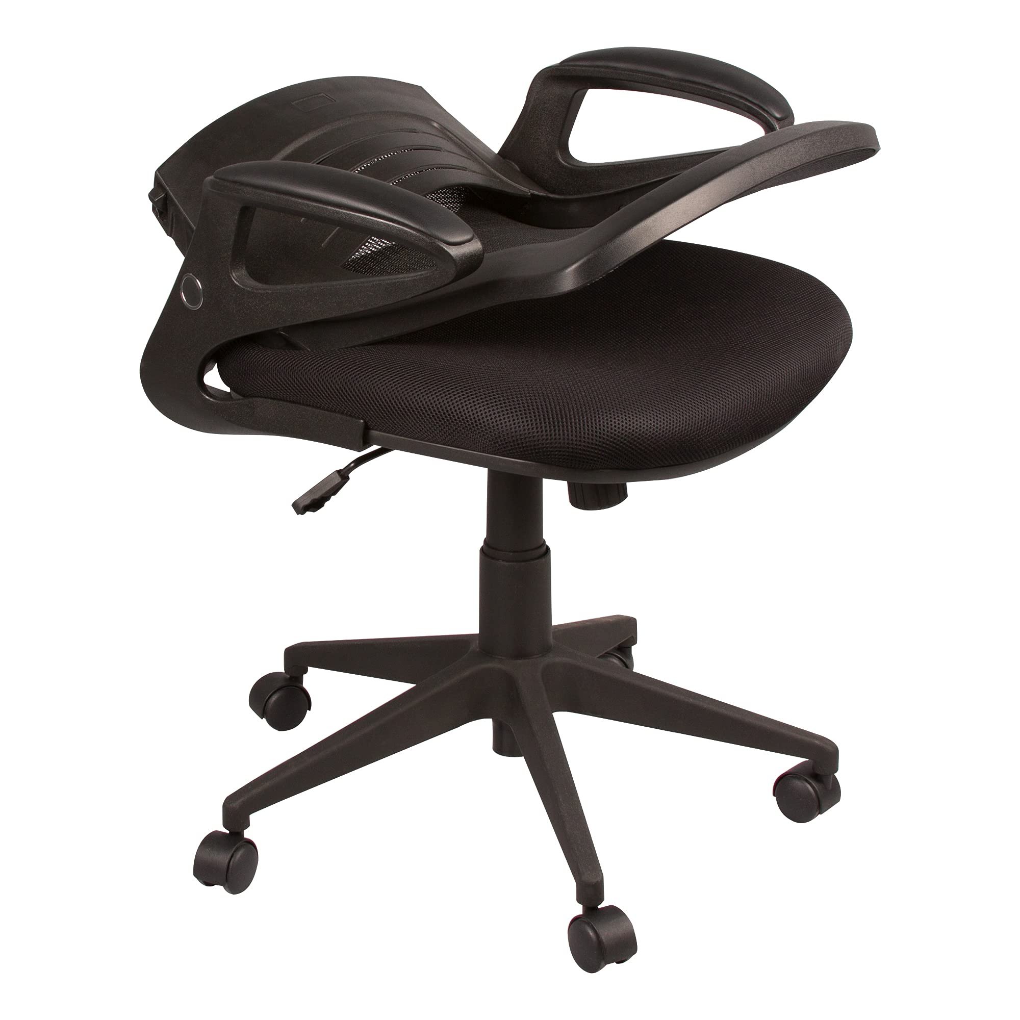 Norwood Commercial Furniture NOR-IAH3006N-SO Black Mesh Back Office Chair with Foldable Seat Back - Ergonomic Desk Chair for Home Office, Conference Room & Workstation