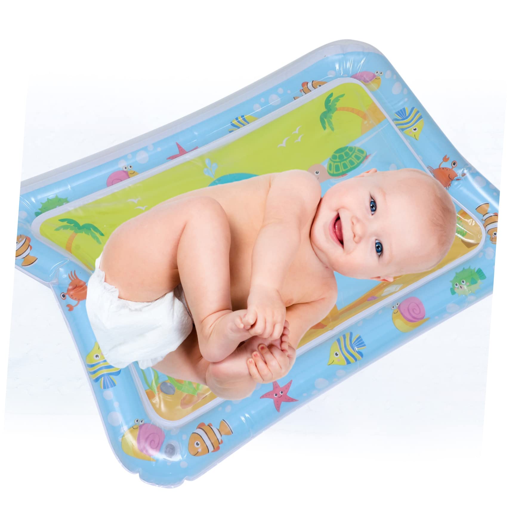 GREENADSCAPE Inflatable Water Play Mat - 1pc Blue Water Cushion for Tummy Time & Sensory Development | Non-Toxic Plastic Baby Activity Mat for Indoor/Outdoor Use