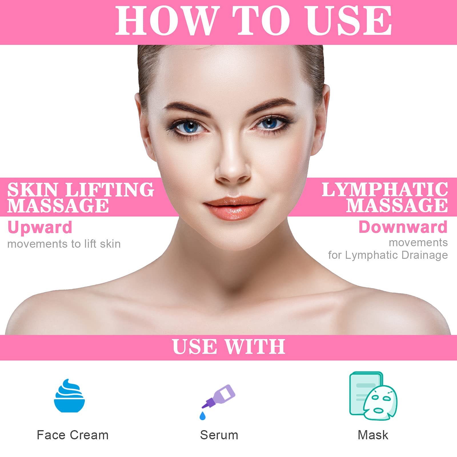 Qhou Ice Globes & Ice Roller for Face & Eye Puffiness Relief - Cooling Facial Massager for Dark Circles, Pores & Skin Tightening - Pink | Skincare Tools for Beauty Routine, Morning Routine & Spa Day