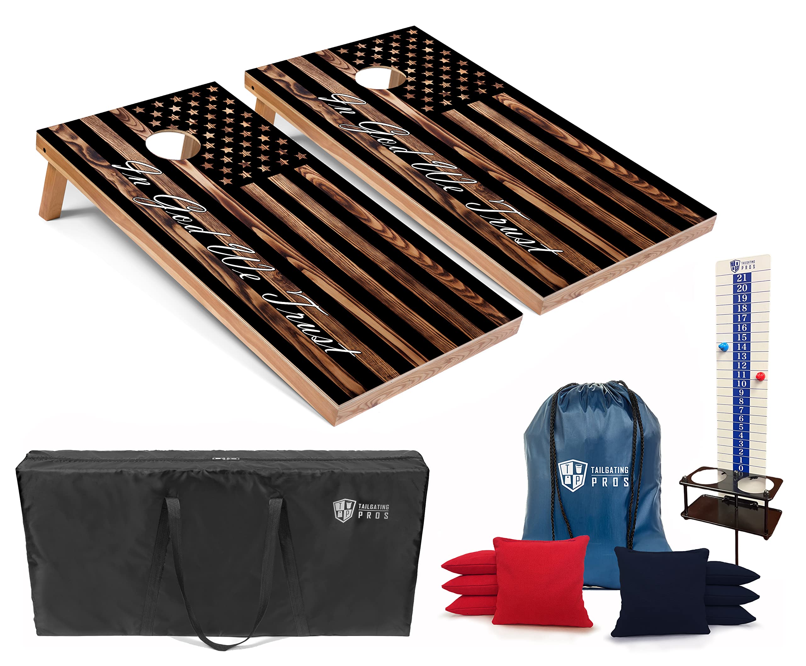 Premium Cornhole Game Set with 2 Boards, 8 Bean Bags, Scorekeeper & Carrying Case - Regulation 4'x2' Size - Optional LED Lights for Night Play - Perfect for Backyard Parties, Tailgating & Outdoor Events