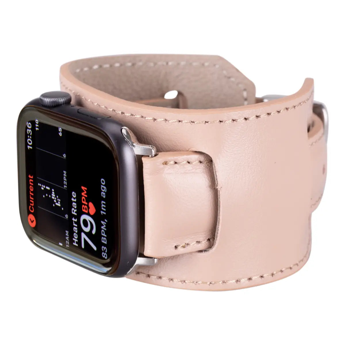 Stylish Nude Pink Leather Cuff Band for Apple Watch - Perfect for Work, Gym & Everyday Wear