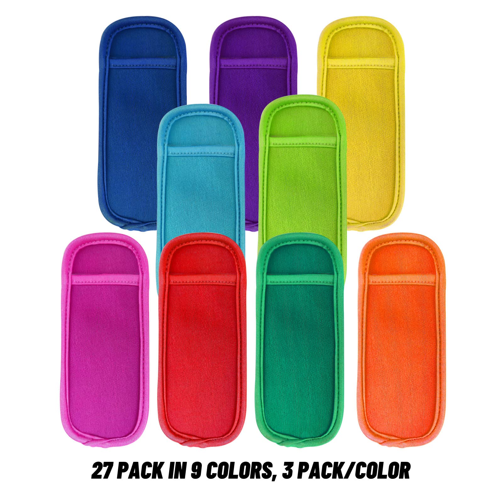 27-Piece Reusable Popsicle Holders Set - 9 Color Options, Freezer-Safe Ice Pop Sleeves & Anti-Freeze Popsicle Bags for Homemade Treats - Perfect for Summer Snacks, Kids' Parties & Healthy Frozen Desserts