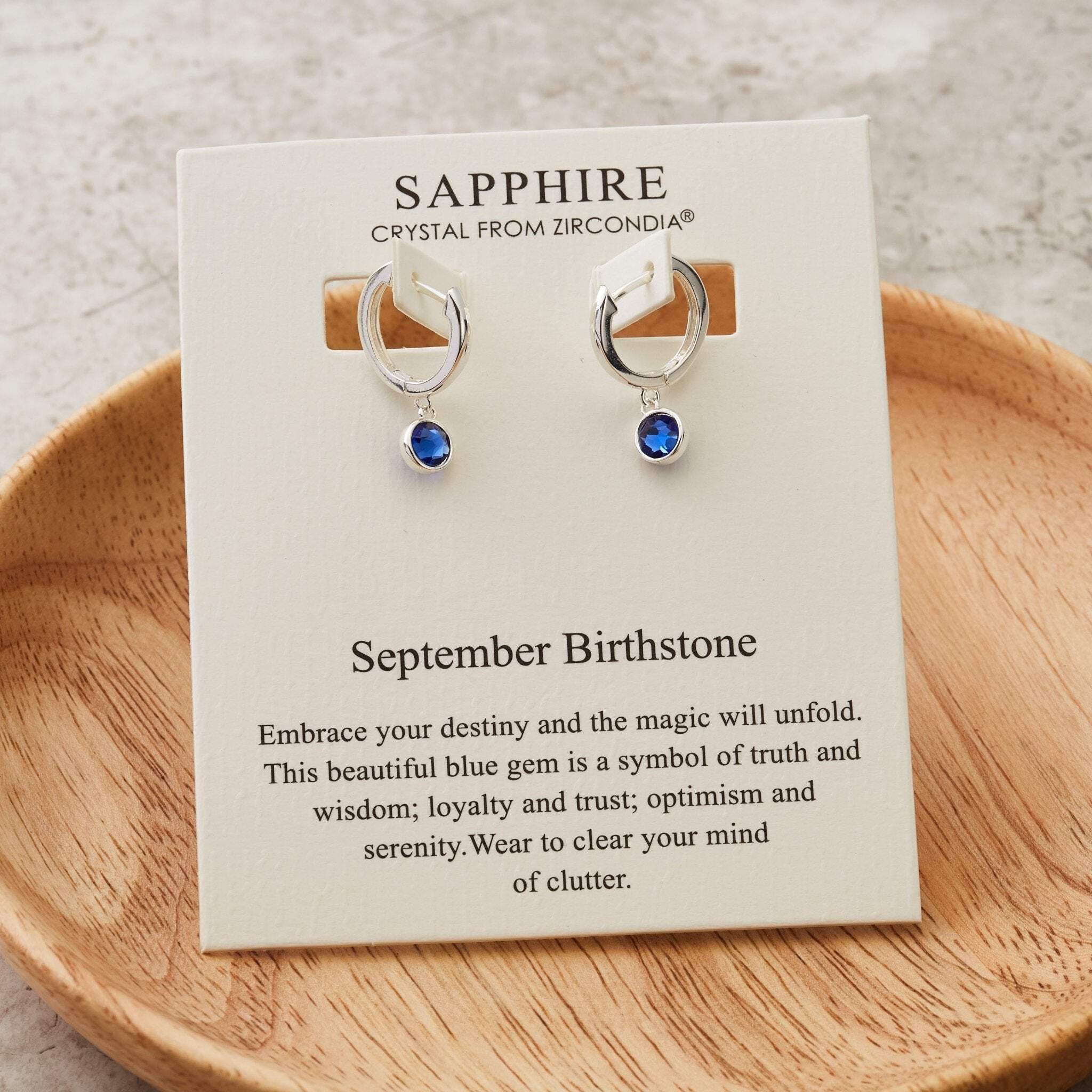 Sapphire Zirconia Hoop Earrings - September Birthstone Jewelry for Women