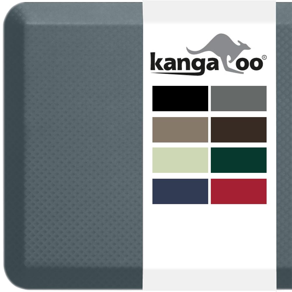 KANGAROO Ergonomic Anti-Fatigue Kitchen Floor Mat - Cushioned Standing Desk Mat for Office & Home, Waterproof & Scratch-Resistant, All-Day Comfort Foam Rug (20x32 Inches, Charcoal) - Perfect for Kitchens, Standing Desks & High-Traffic Areas