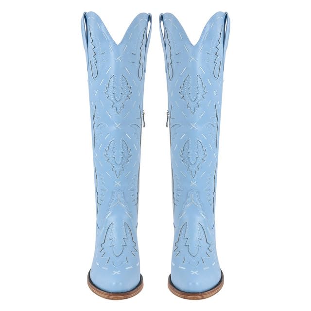 Yolkomo Women's Western Cowboy Boots - Knee High Cowgirl Boots with Lace Up Design | Perfect for Country Dancing, Rodeo Events & Western Fashion Outfits