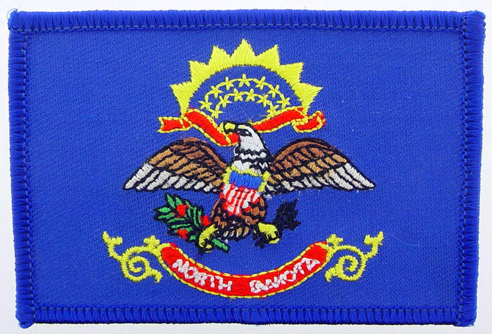 North Dakota State Flag Embroidered Iron-On Patch - Durable Rectangle Sew-On Badge for Jackets, Hats, Bags - Perfect for DIY Crafts, Uniforms & Patriotic Decor