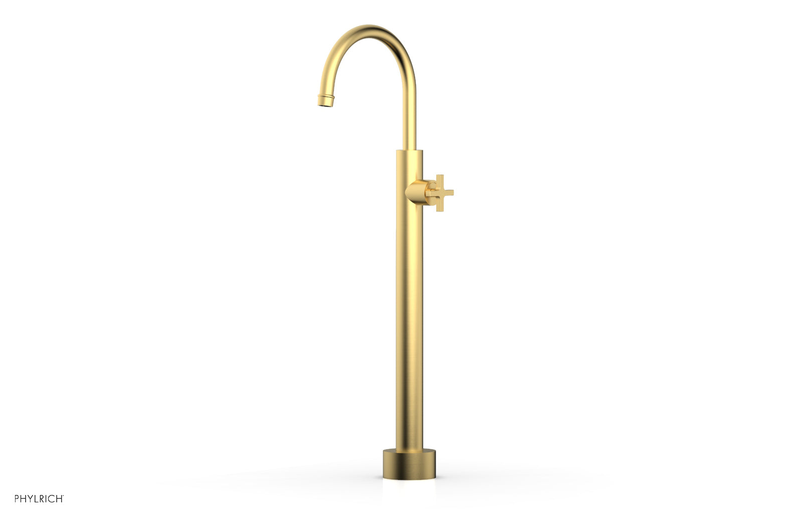 HEX MODERN Low Floor Mount Tub Filler with Cross Handle - Model 501 46 04 | Perfect for Contemporary Bathroom Designs & Spa-Like Showers