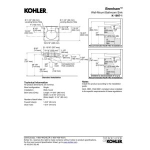 Kohler K-1997-1-96 Brenham Wall-Mount Bathroom Sink with Single-Hole Faucet, No Soap Dispenser Hole, Biscuit Color - Perfect for Small Bathrooms, Powder Rooms & Space-Saving Designs