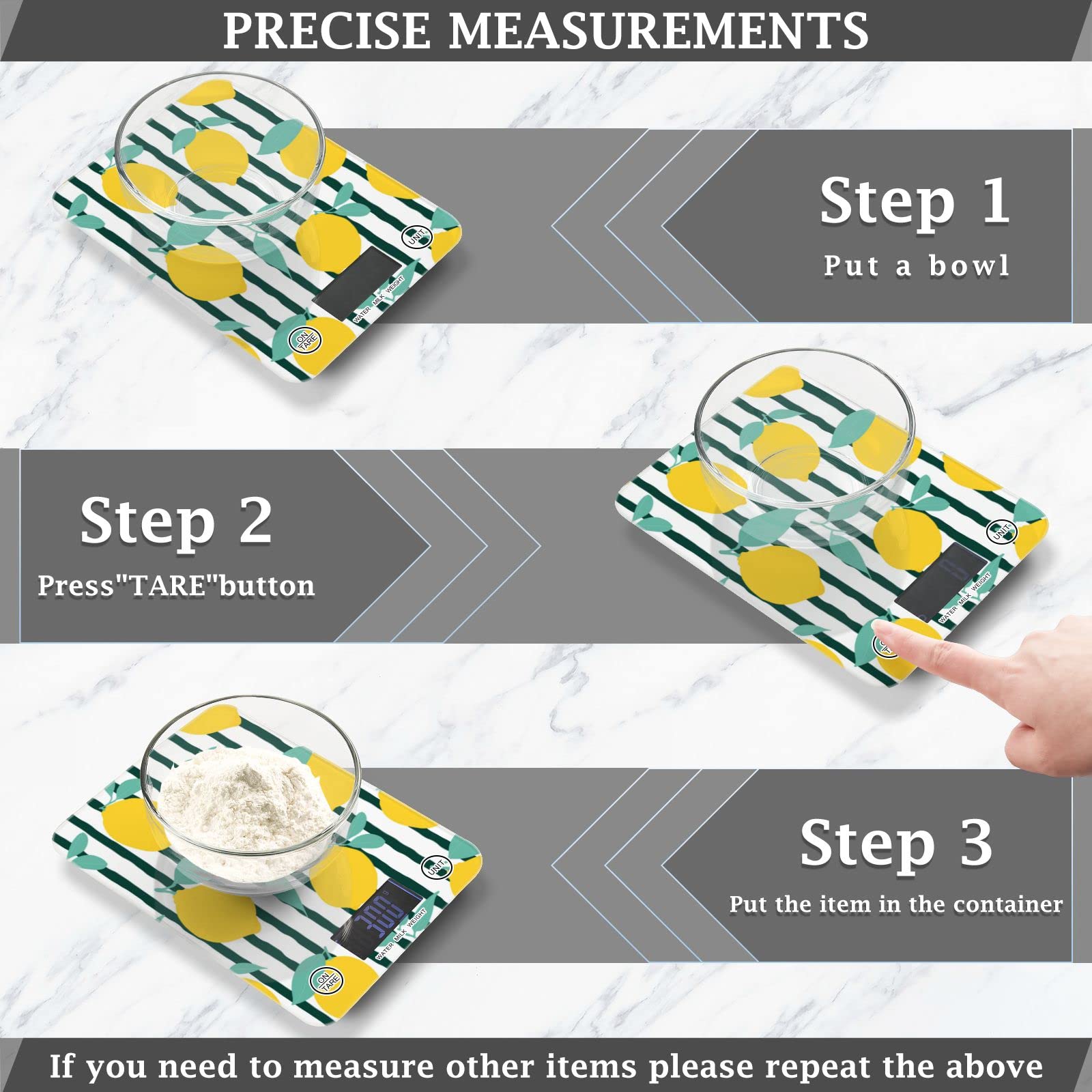 **Waterproof Digital Kitchen Scale - Lemon Fruit Design, Measures in Ounces & Grams, Perfect for Baking, Cooking & Food Prep**    *(Use Cases: Ideal for home kitchens, baking recipes, meal prep, portion control, and dietary tracking.)*