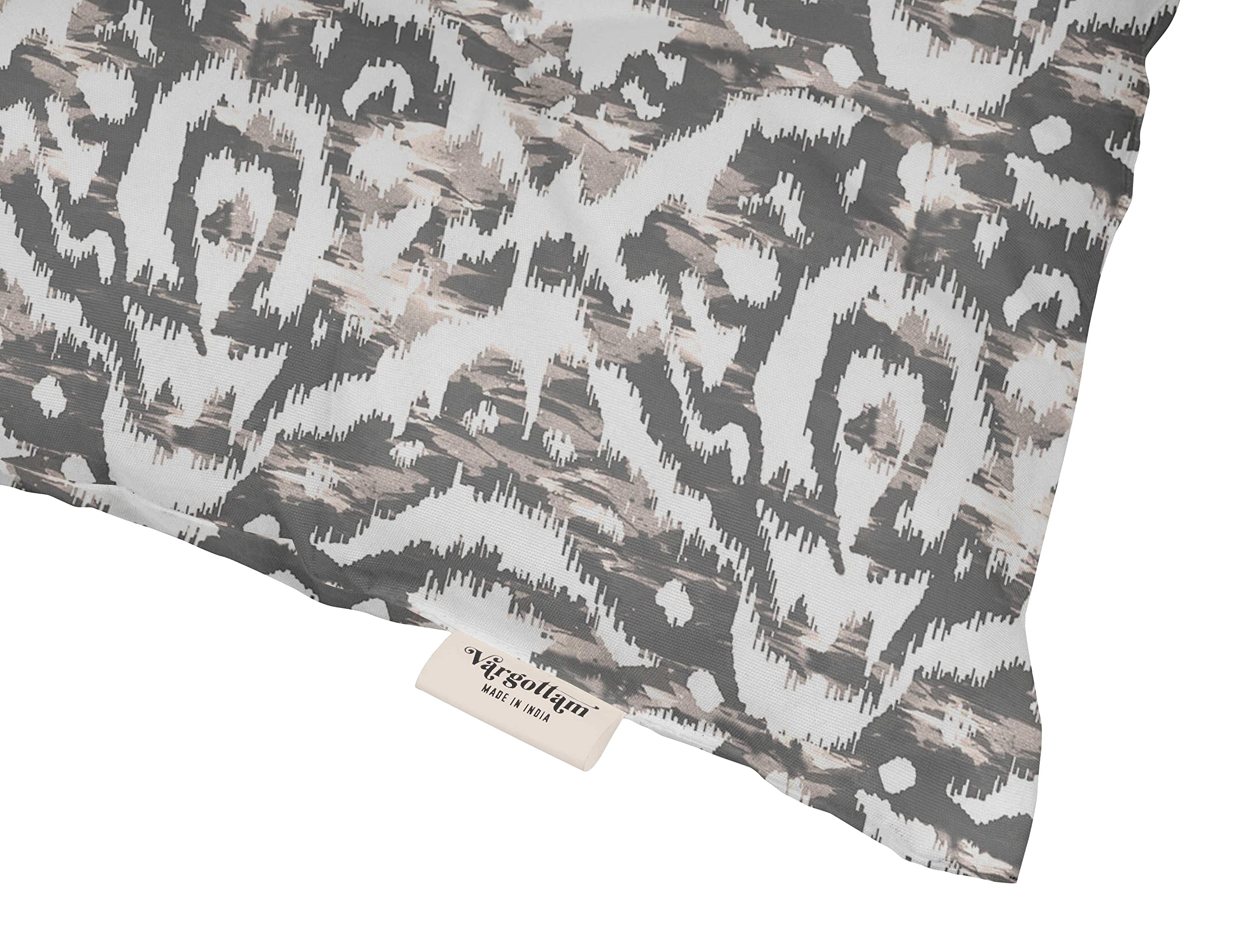 Premium Water-Resistant Tufted Square Patio Cushion Set of 2 - Indoor/Outdoor Furniture Seat Cushions 19x19 Inches, Stylish Gray Ikat Print - Perfect for Garden, Deck, Poolside & Outdoor Lounge Chairs