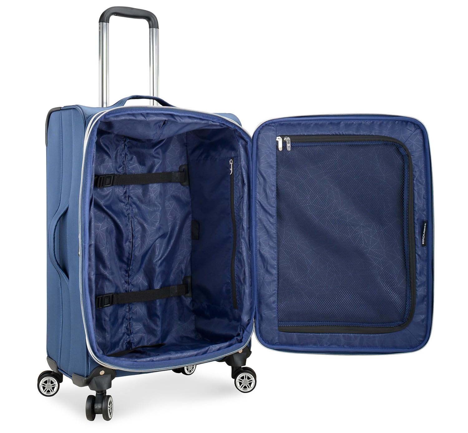 Lares Softside Expandable Spinner Luggage 26-Inch Checked Suitcase - Navy Blue Travel Bag for Airlines, Business Trips & Family Vacations | Durable Lightweight Expandable Design