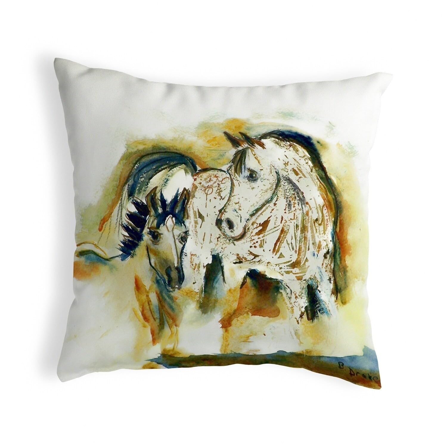 Betsy Drake KS058 12x12 Inch Decorative Throw Pillow - Multi-Color Cushion for Sofa, Bed, Living Room & Home Decor