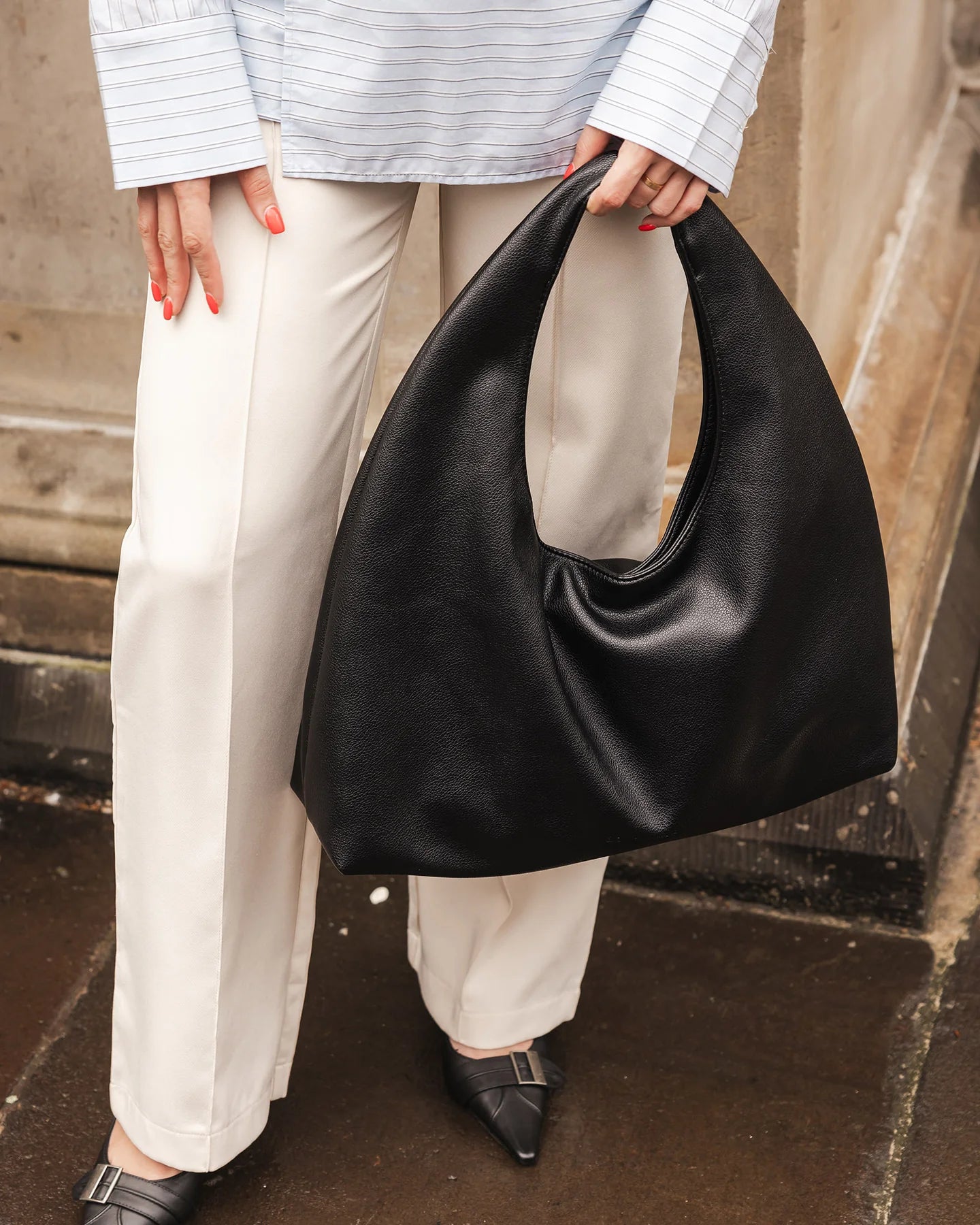Louenhide Monaco Shoulder Bag - Stylish Black Leather Crossbody Purse for Women | Perfect for Work, Travel & Everyday Use