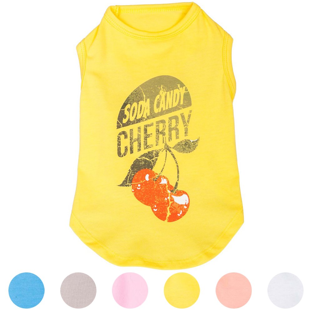 Sunshine Yellow Dog Tank Top - Blueberry Pet Cherry Soda Candy Cotton T-Shirt for Small Dogs (10