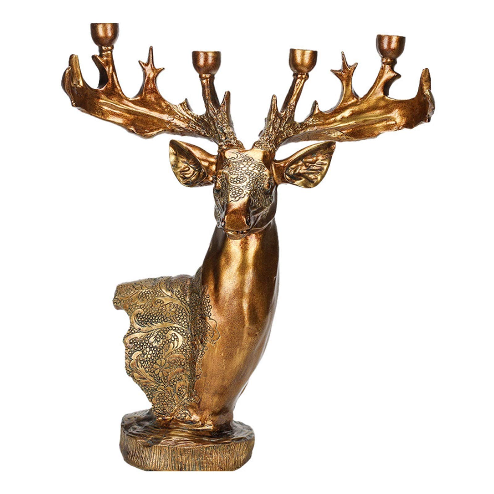 Vintage Golden Matte Deer Candle Holders - Wrought Iron Taper Candlesticks for Valentine's Day, Christmas, Halloween, Wedding & Dinner Party Decor - Elegant Home Table Centerpiece Decorations