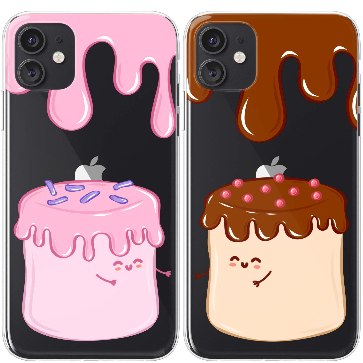 Cute Pink Marshmallow Chocolate Candy Design iPhone Cases - Compatible with iPhone 15 Pro Max/14 Plus/13/12 Mini/11/SE/XS/XR/8/7 - Sweet Kawaii Couple Set for Girlfriends & BFF Sisters (Perfect Gift for Valentine's Day, Birthday & Best Friend Anniversary)