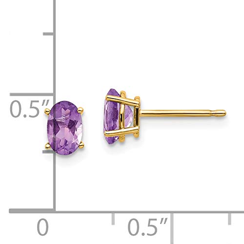 14K Gold 6x4mm Oval Amethyst February Birthstone Post Earrings for Women - Elegant Gift for Valentine's Day, Anniversary & Special Occasions
