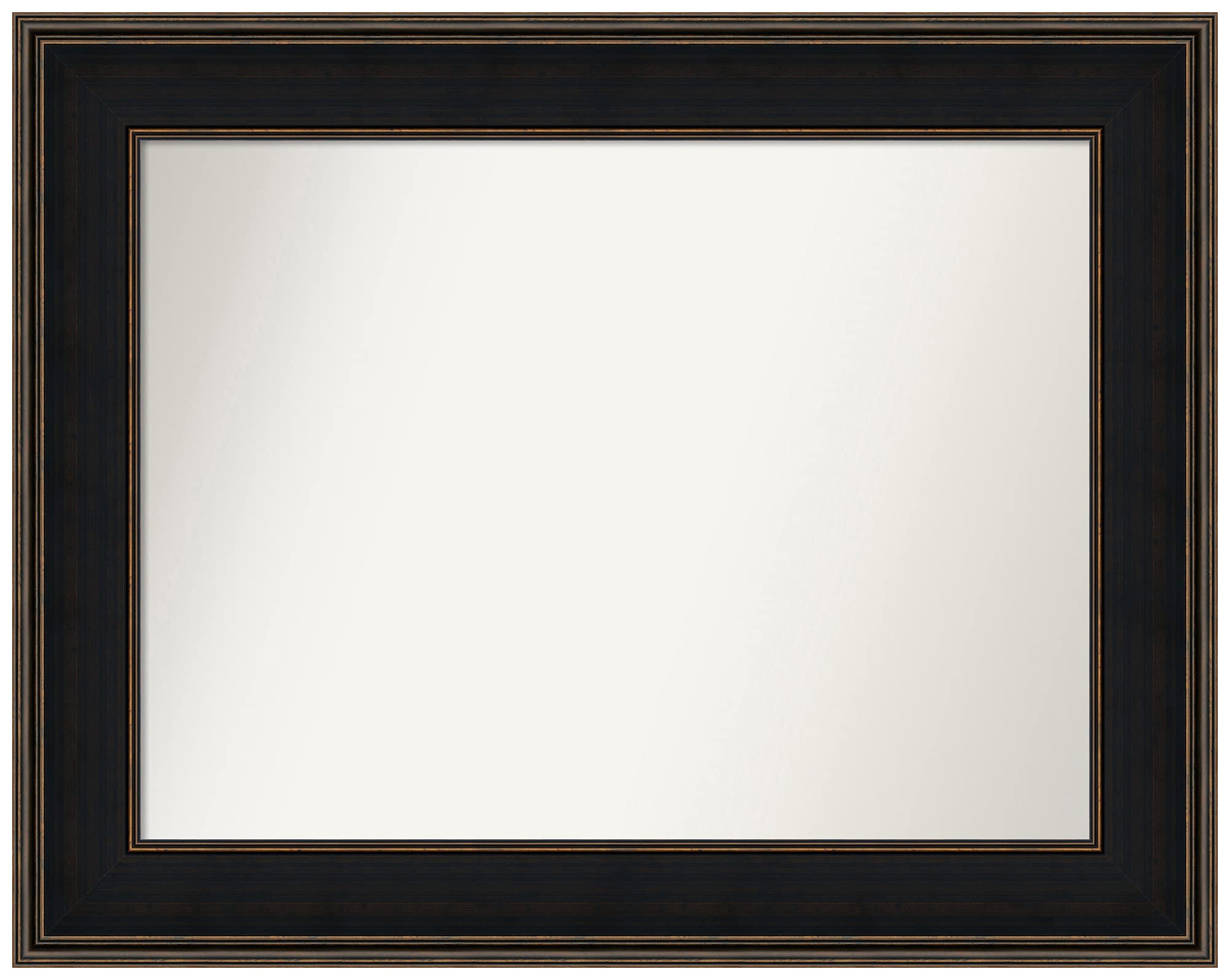Amanti Art Non-Beveled Custom Wall Mirror 30.5 x 38.5 Inches - Mezzanine Espresso Frame - Bathroom, Living Room, Bedroom Decor - Black & Brown Finish - Various Custom Sizes Available