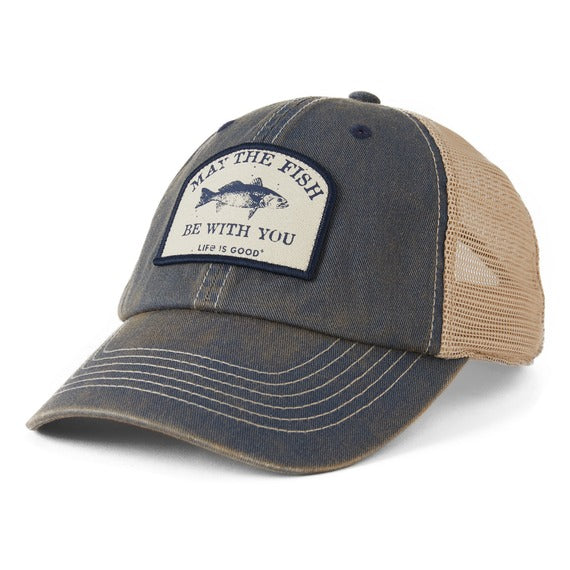 Unisex Adult 'Fish Be With You' Vintage Mesh Baseball Cap - Perfect for Fishing, Outdoor Activities & Casual Wear