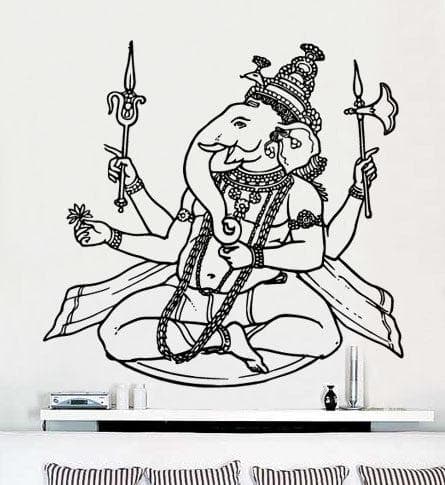 Vinyl Wall Decal Sticker - Ganesha Design #287 | Removable Home Decor for Living Room, Bedroom & Office