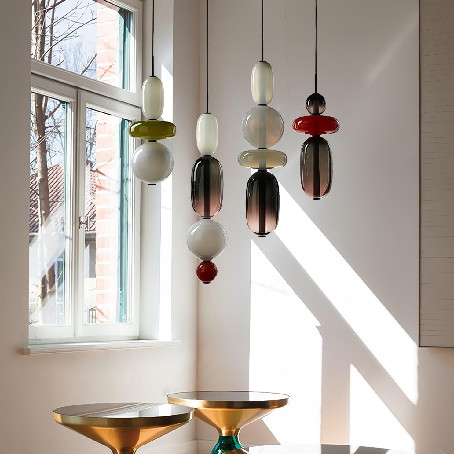 Stylish Candied Glass Pendant Light Set - Modern Hanging Fixture for Dining Room, Kitchen Island & Bedroom Decor