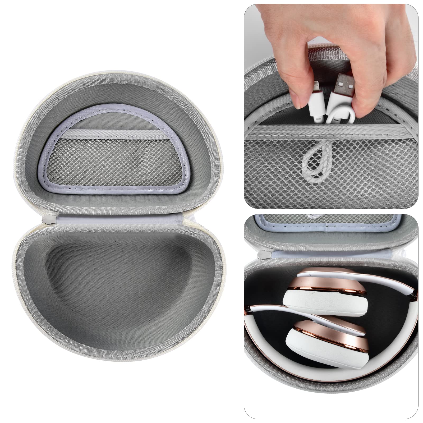 Premium Hard Shell Headphone Case Compatible with Beats Solo 4, Studio Pro, Solo3, Studio3, Solo2 & Solo Pro - Protective Travel Storage Cover for Wireless On-Ear Headphones (White) - Perfect for Commuting, Gym & Travel Accessories