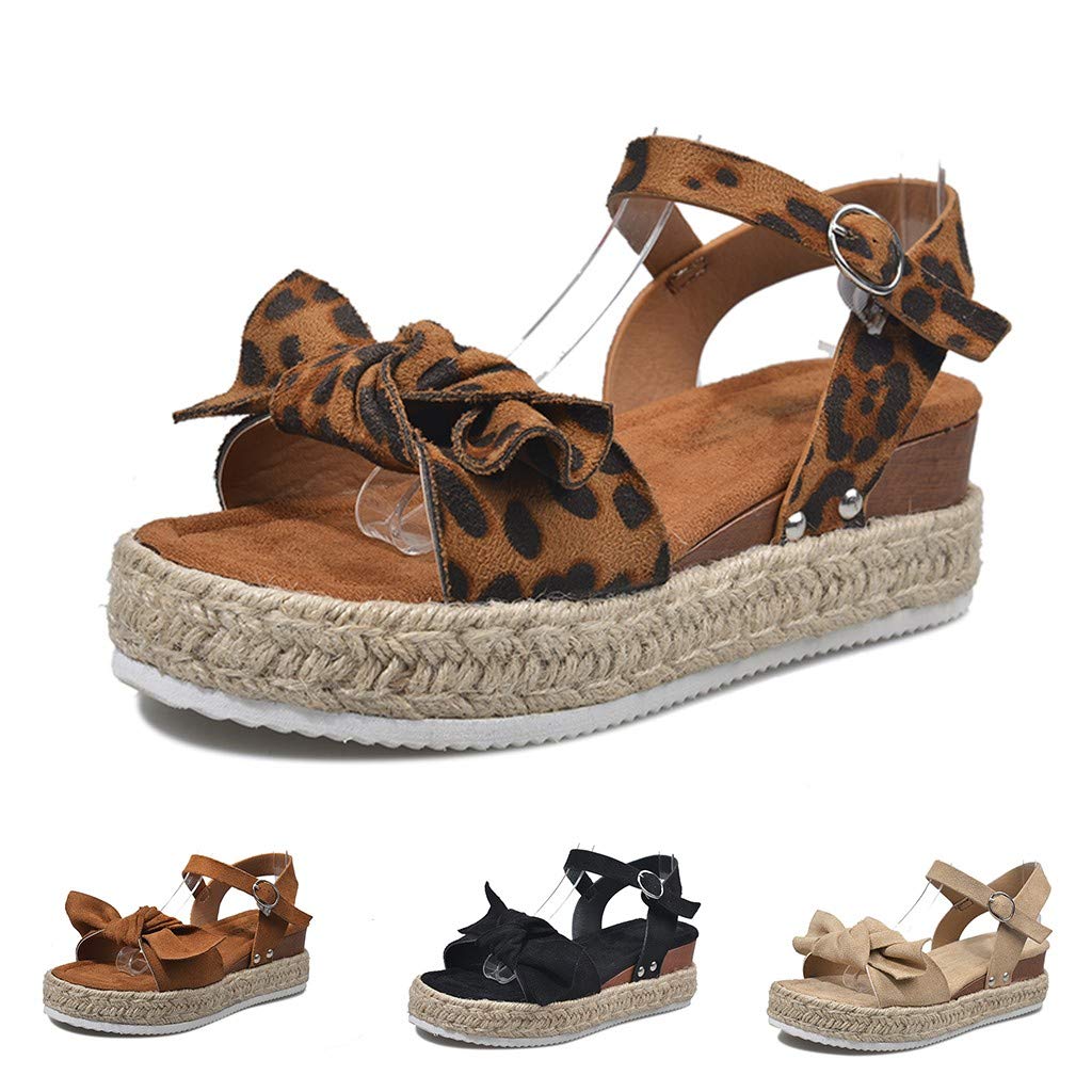 Women's Wide Width Wedge Sandals with Ankle Strap - 2020 Fashion Summer Beach Sandals Open Toe Espadrille Platform Shoes for Casual Outings & Vacation Wear