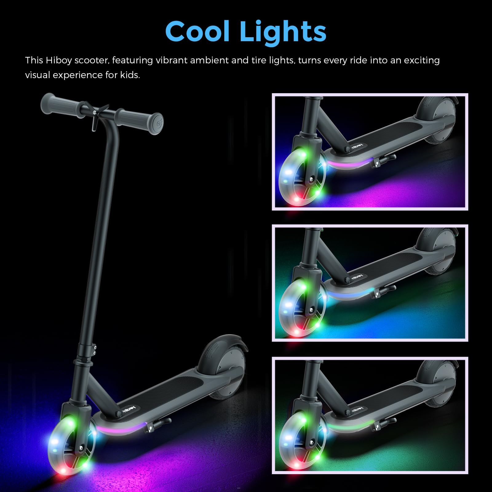 Hiboy ES1 Electric Scooter for Kids Ages 4-8 - 6.2 Mile Range, 40W Motor with Flash Wheels & LED Lights - Perfect Birthday Gift for Boys & Girls - Great for Neighborhood Rides, Park Adventures & Commuting to School