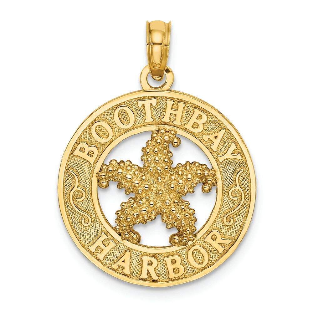 FJC Finejewelers 14k Yellow Gold Round Frame Pendant with Starfish Charm - Perfect for Beach Vacations, Summer Outfits & Coastal Jewelry Collections