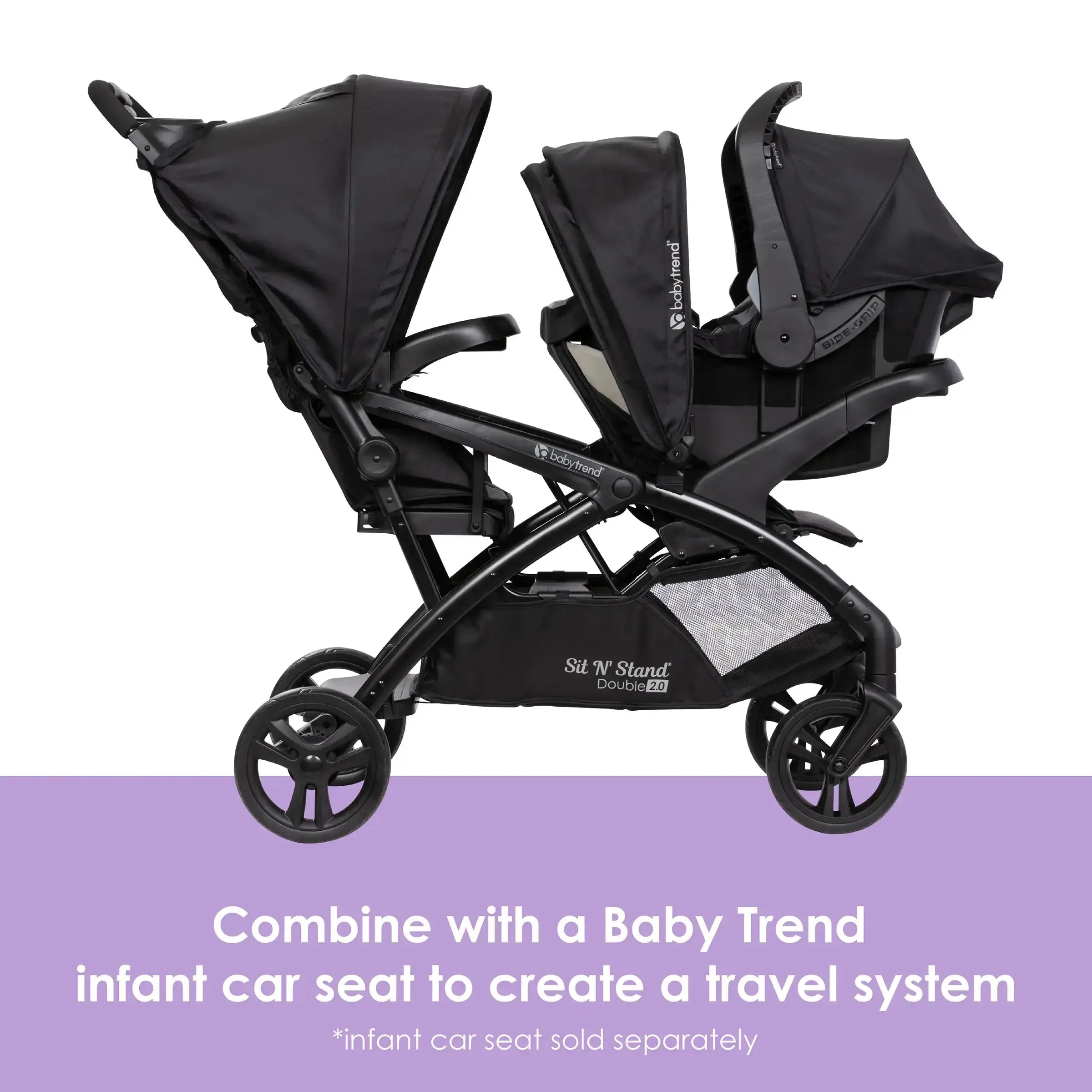 Sit N' Stand® Double 2.0 Stroller - Lightweight Tandem Baby Stroller with Adjustable Seat, Desert Tan (Walmart Exclusive) - Perfect for Twins, Siblings & Everyday Use at Parks, Malls & Travel