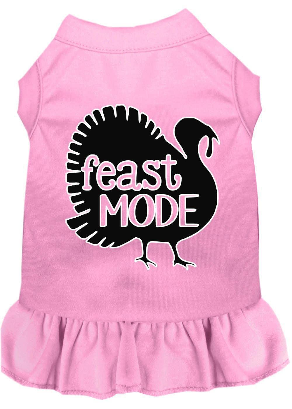 Thanksgiving Pet Dog & Cat Costume - 'Feast Mode' Light Pink Dress with Screen Print for Small Pets (6-10 lbs) | Perfect for Holiday Photos & Family Gatherings