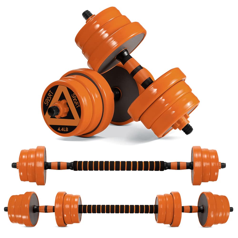 SPART Adjustable Dumbbell Set (2 Pack) - 44lbs/66lbs Free Weights with Connecting Rod for Home Gym - 3-in-1 Barbell for Strength Training, Workout & Fitness - Perfect for Men & Women at Home, Office or Small Spaces