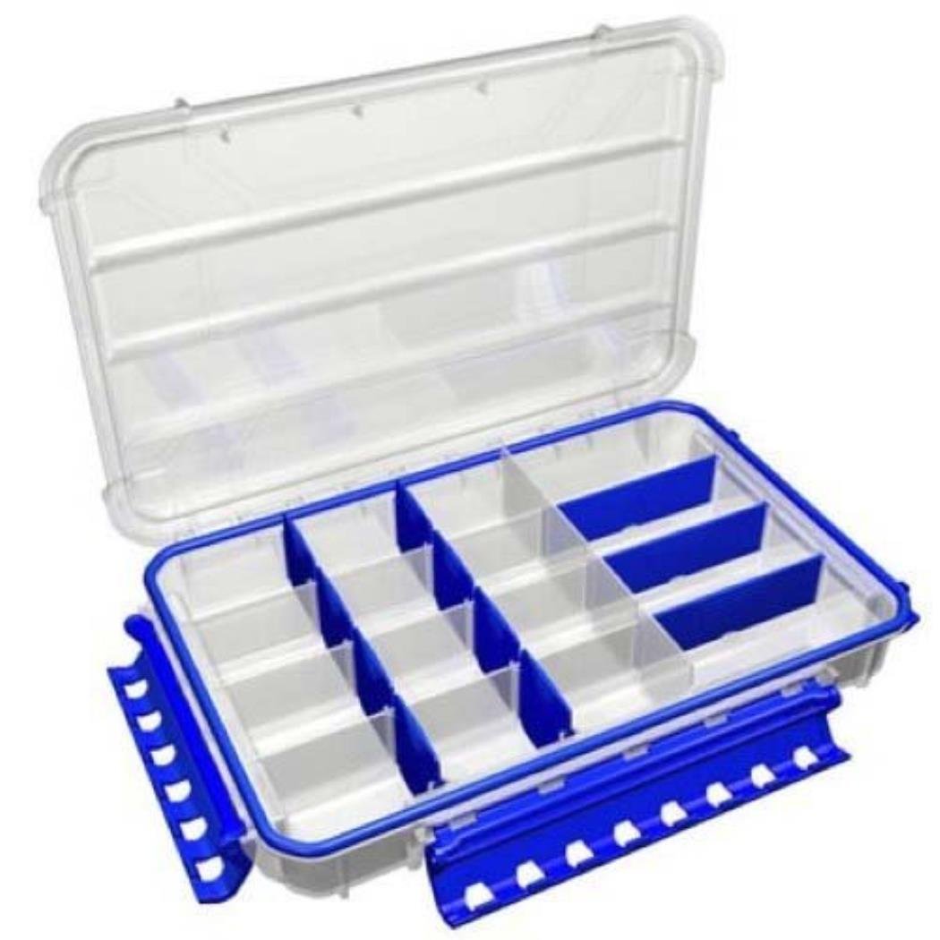 Flambeau WP5005 Waterproof Fishing Tackle Box - 18 Compartments with 13 Zerust Dividers, Clear Lure Organizer for Saltwater & Freshwater Fishing - Perfect for Boat, Kayak, and Shore Fishing Trips