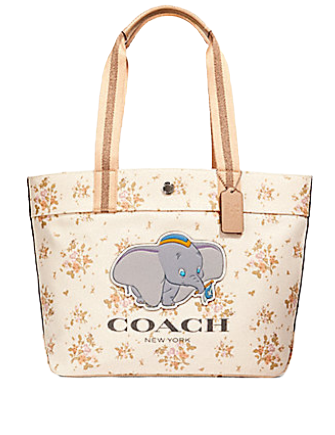 Coach Disney X Tote Bag with Rose Bouquet & Dumbo Print - Stylish Crossbody Handbag for Women, Perfect for Work, Travel & Disney Theme Park Outings