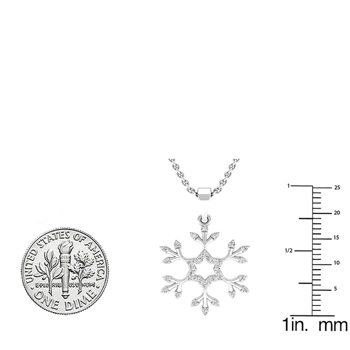 Dazzlingrock 14K White Gold Round Diamond Snowflake Pendant Necklace for Women - 0.15 CTTW, Solid Gold Chain - Elegant Gift for Anniversary, Valentine's Day & Special Occasions