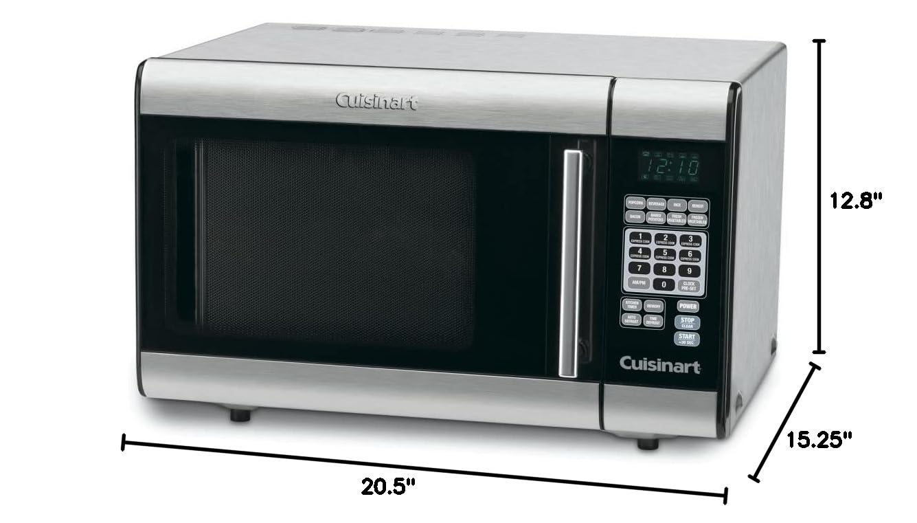 Cuisinart CMW-100 1.0 Cu. Ft. Stainless Steel Countertop Microwave Oven with Brushed Chrome Finish - Perfect for Small Kitchens, Dorms & Office Spaces