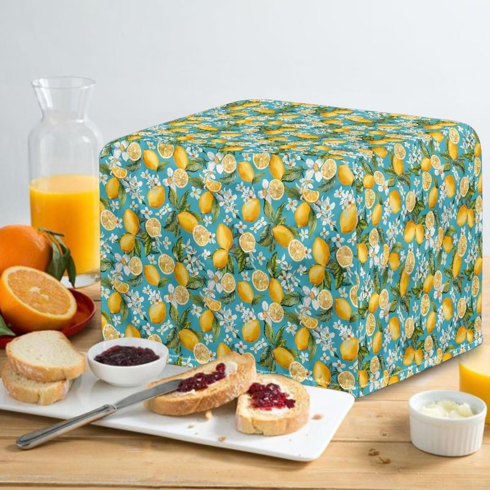 2 Slice Lemon Toaster Cover - Dustproof & Fingerprint Resistant Bread Maker Protector - Small Kitchen Appliance Decor for Countertop - Perfect for Kitchens, Breakfast Nooks & Dorm Rooms