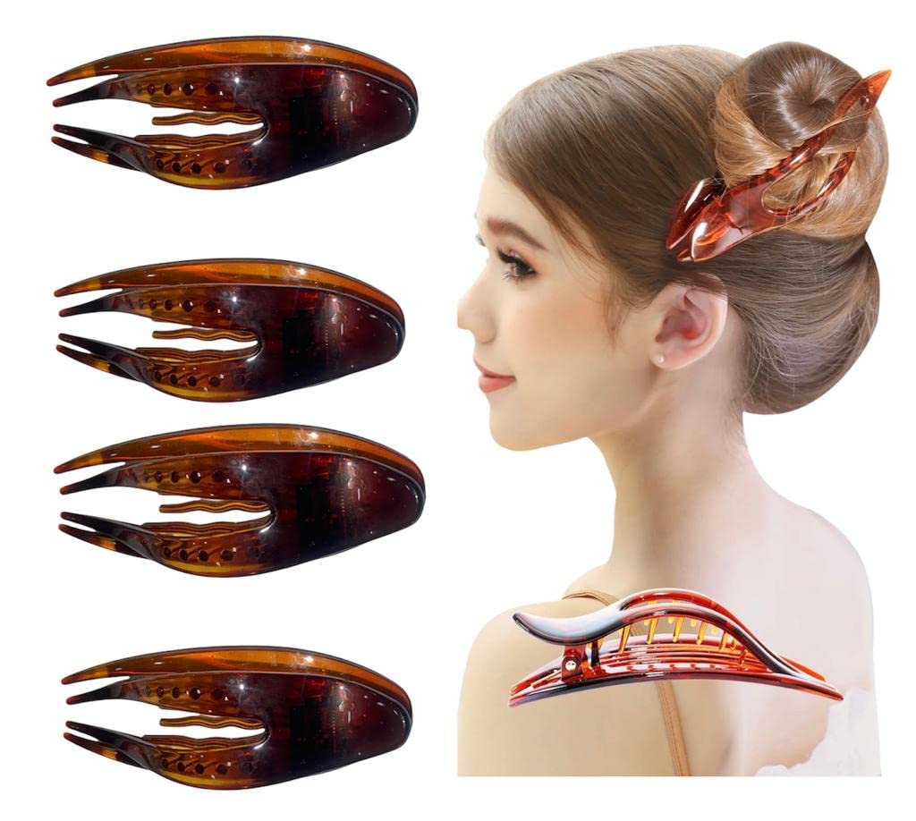 BAKEFY Anti-Slip Strong Grip Plastic Hair Claw Clip for Women & Girls - Fashion Hair Clamp for Ponytails, Buns & Updos (Set of 1) - Perfect for Workouts, Office & Everyday Styling