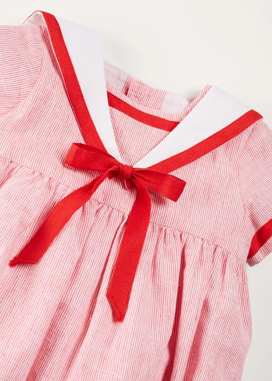 Lawrence Striped Mariner Collar Short Sleeve Romper for Baby Boys & Girls - Red (6 Months to 3 Years) | Casual Outfit, Beach Wear, Summer Playtime