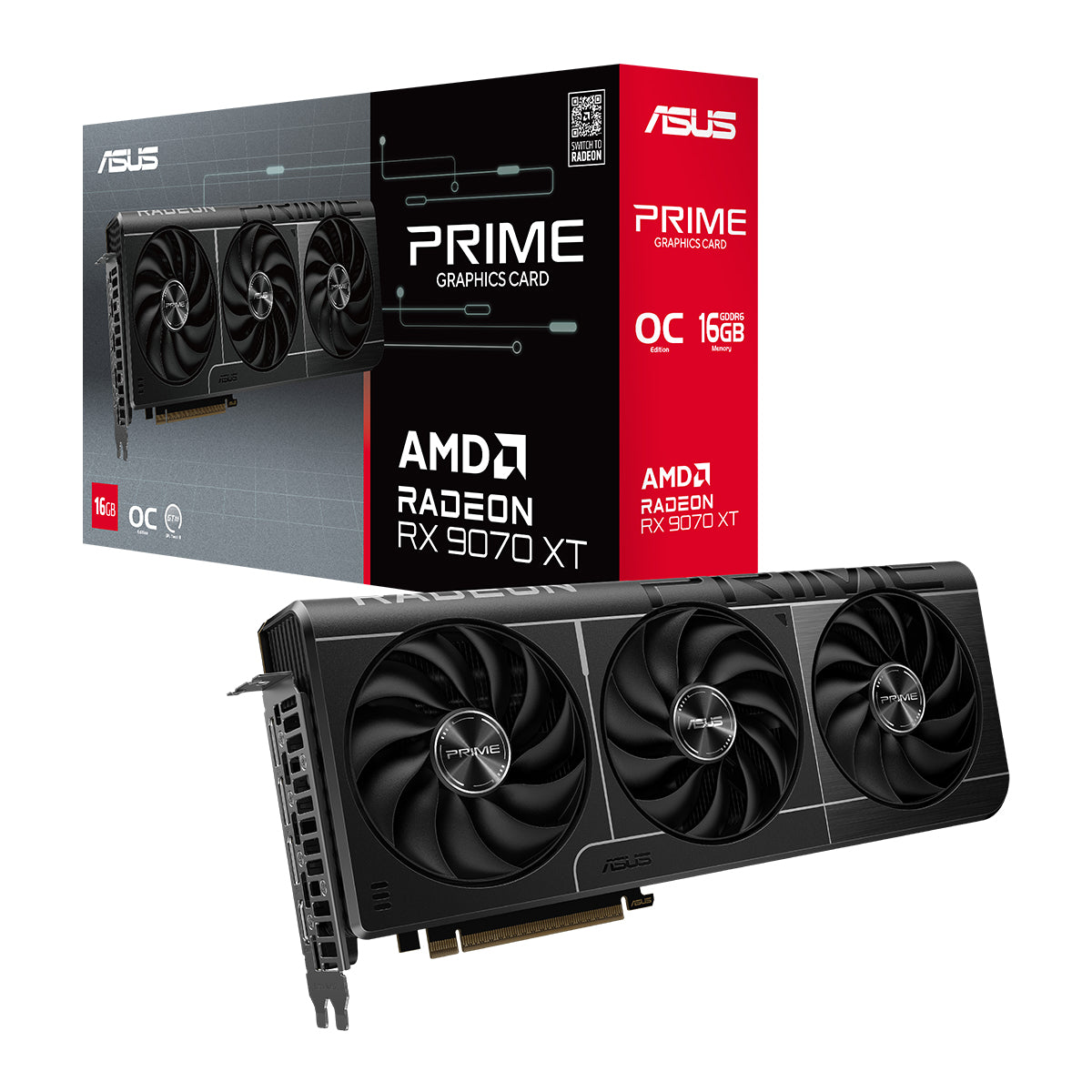 ASUS Radeon RX 9070 XT PRIME OC 16GB GDDR6 Gaming Graphics Card - 4K UHD, Ray Tracing, VR Ready for PC Gaming & Video Editing