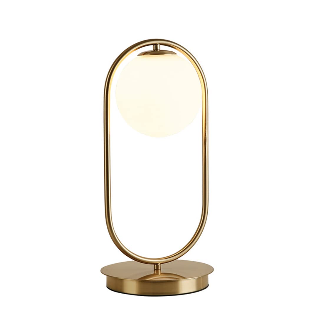 Vintage Gold Globe Table Lamp with White Glass Shade - Mid Century Modern Desk Lamp for Bedroom Nightstand, Living Room & Office Decor - Perfect Reading Light & Ambient Lighting for Home & Workspace